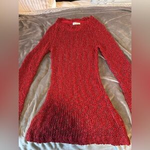 Vintage knit Carducci red sweater micro mini dress/ top size S/M